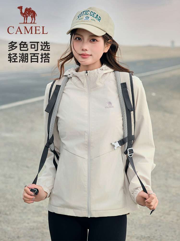 카멜 스포츠 자켓 여성 겨울 윈드 브레이커 자켓 후드 캐주얼 야외 방수 방풍 얇은 벨벳 가지 자켓 남성