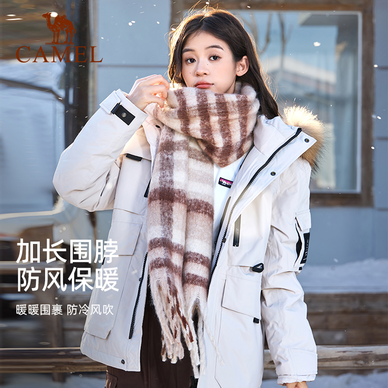 骆驼格纹围巾2024新款英