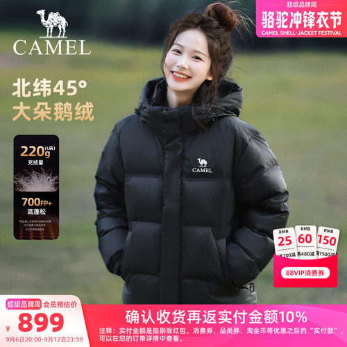 迪丽热巴同款骆驼鹅绒羽绒服加厚