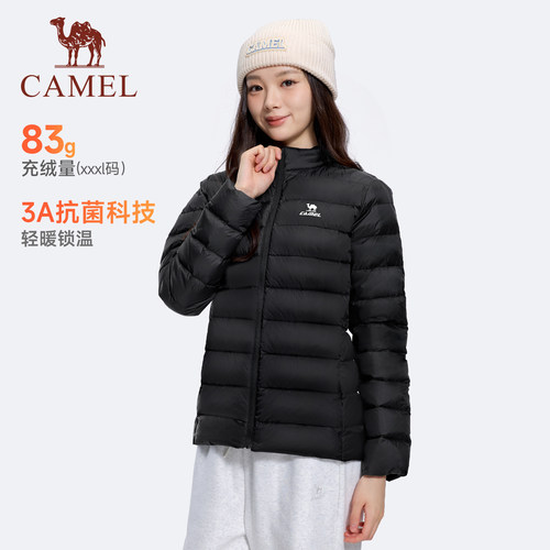 骆驼女短款羽绒服骆驼保暖立领男