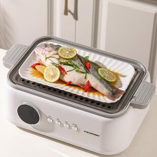 陶瓷白盘适配蒸炖锅蒸菜蒸鱼盘子家用大号鱼盘长方形装鱼碟大菜盘