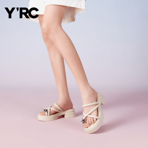 YRC凉鞋女款夏季外穿白色厚底鞋