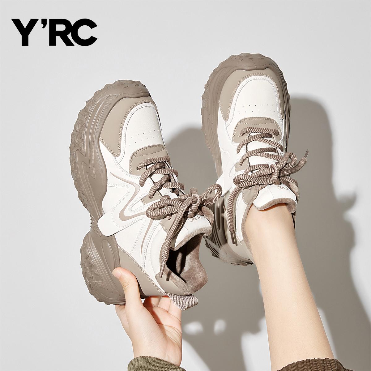 YRC2025新款厚底老爹鞋女款春季轮胎底休闲运动鞋子女鞋百搭