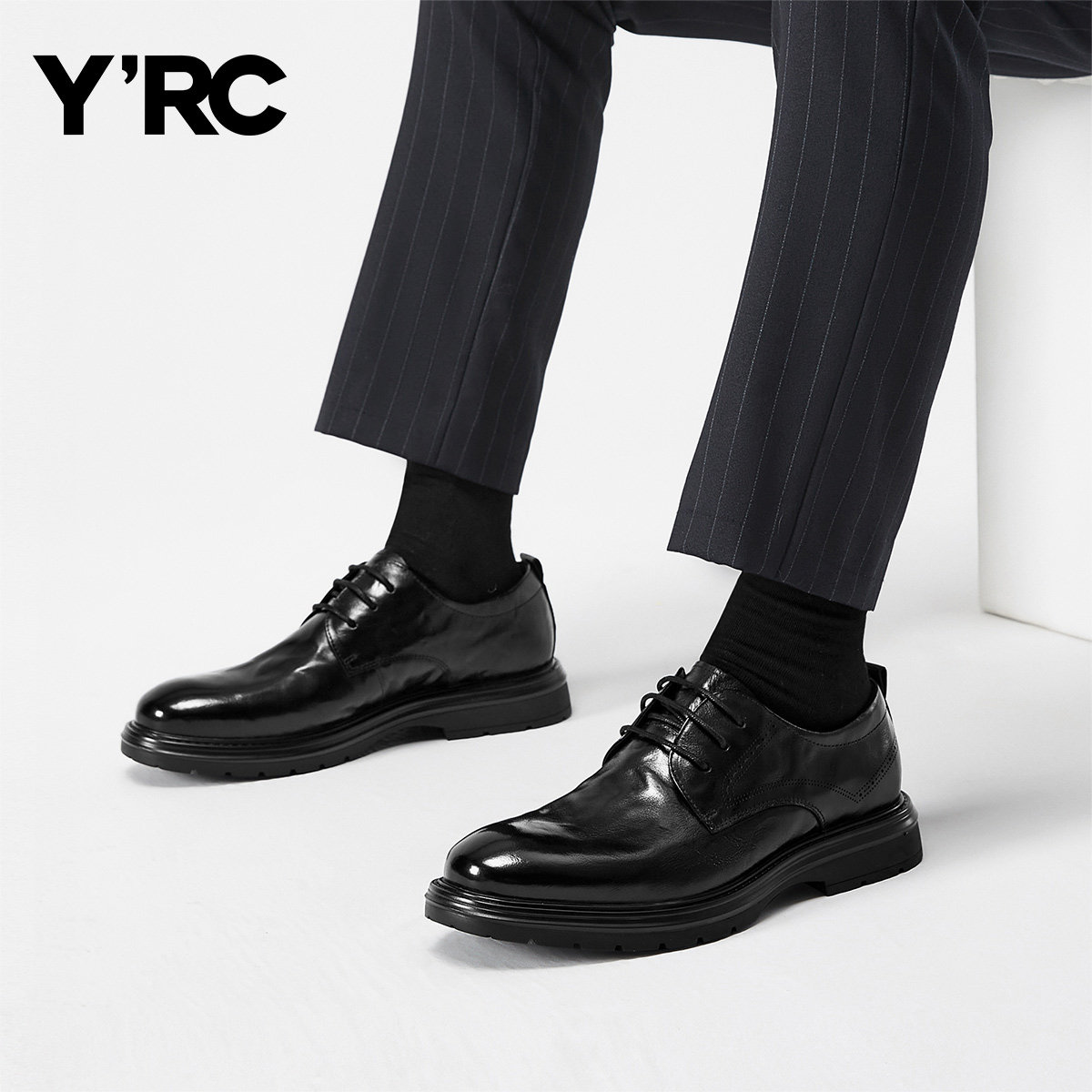 YRC商务休闲皮鞋男士2025秋季新款真皮结婚伴郎新郎鞋