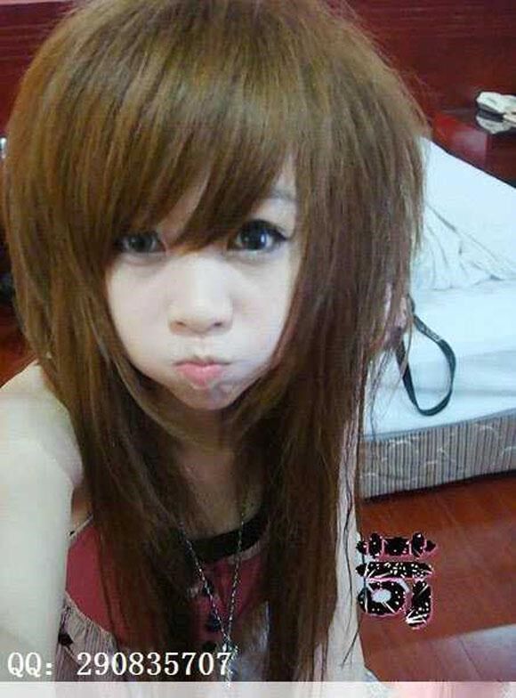 正品假发 长 直 蓬松可爱 长直发 学生 斜刘海女生假发 非主流假