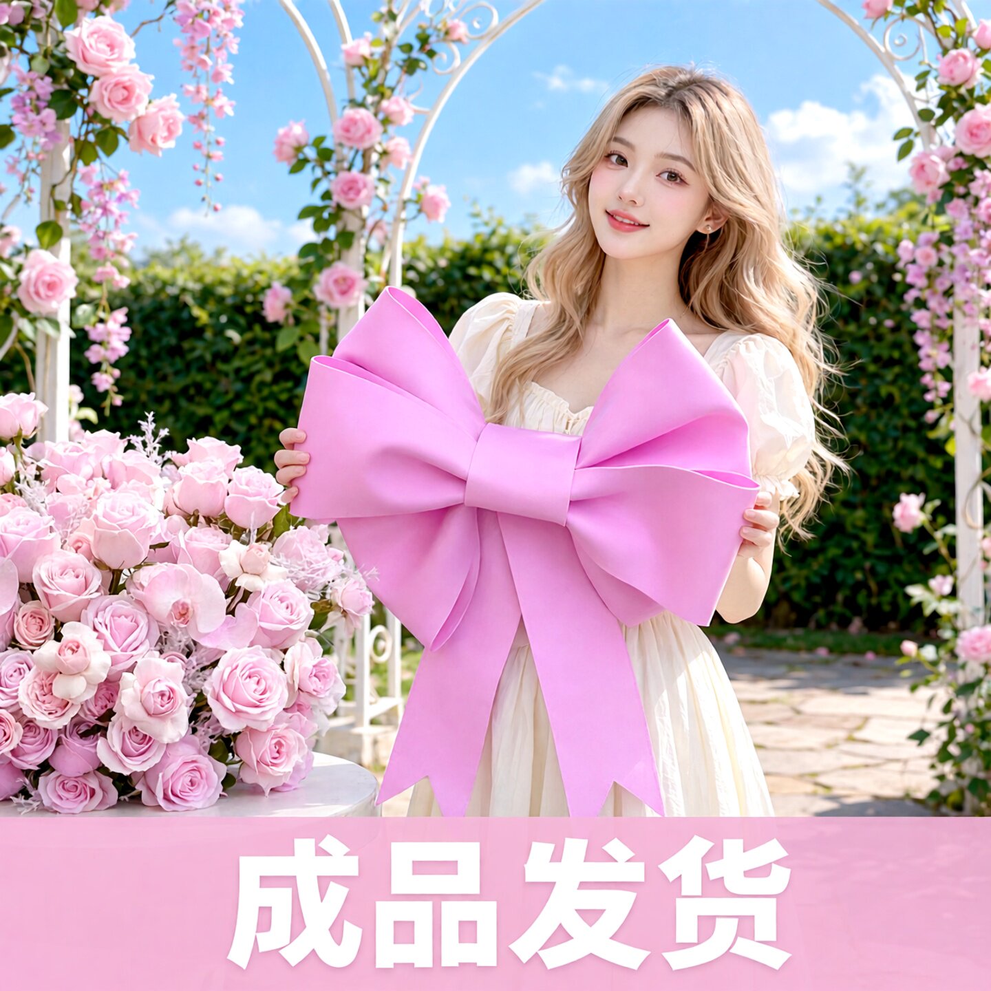 网红成品超大紫色粉色蝴蝶结装饰婚庆商场婚车布置挂门口橱窗拍照