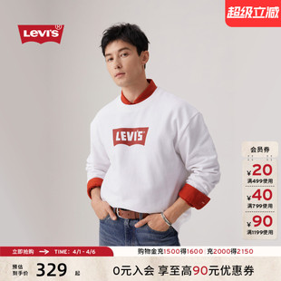 s李维斯男美式 复古休闲LOGO印花宽松圆领卫衣0018N Levi 商场同款