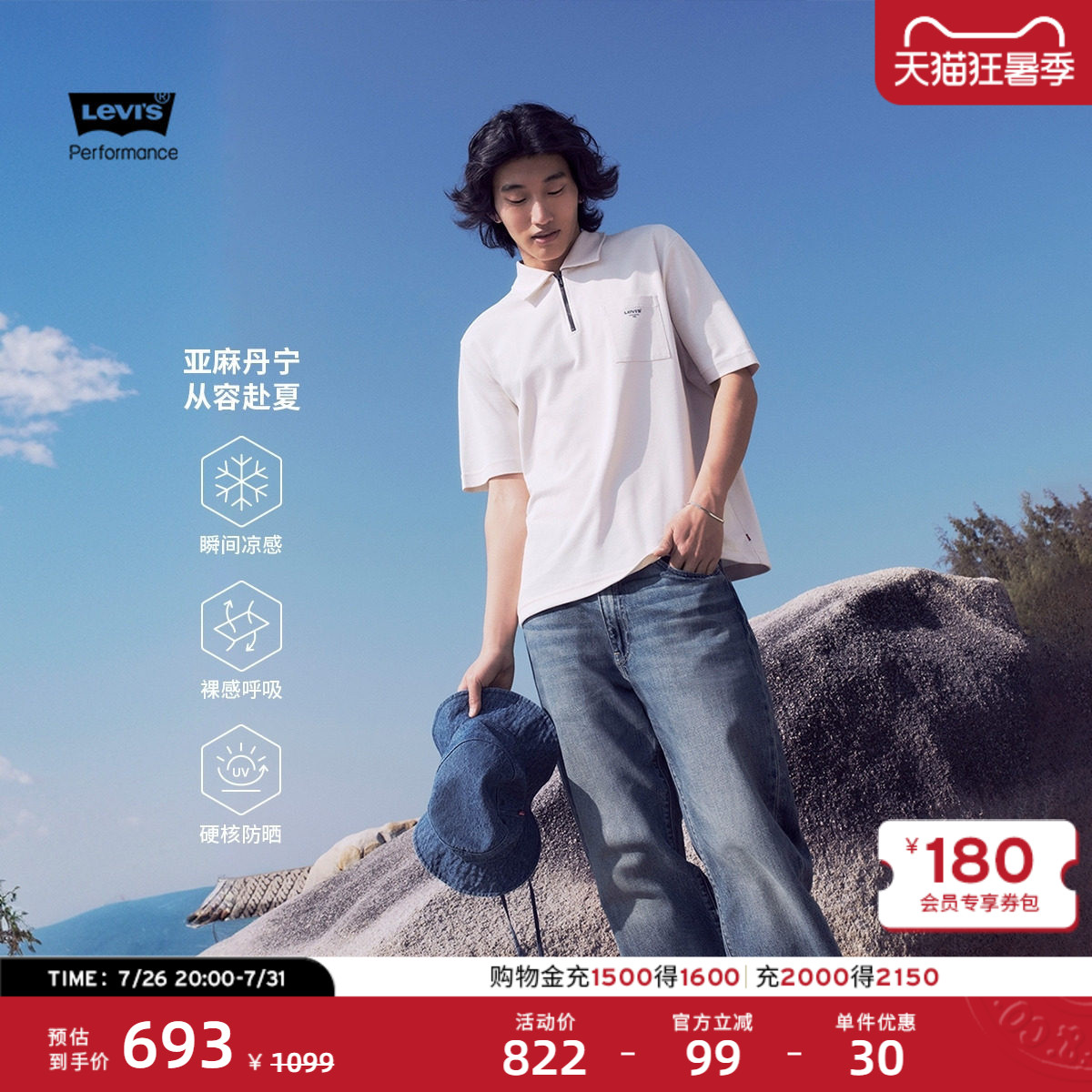 商场同款Levi's李维斯冰酷系列新款男凉感防晒568宽松牛仔裤29037 - 实物图