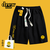 笑脸潮牌情侣纯色情侣百搭五分裤 drew联名美式 休闲男女运动短裤