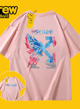 DREW夏季新款潮流双面印花男女同款短袖纯棉情侣T恤休闲百搭上衣