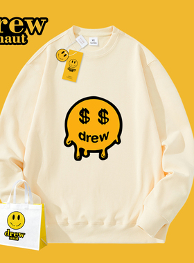 DREW秋冬新款笑脸印花美式休闲男女长袖百搭卫衣潮时尚圆领上衣