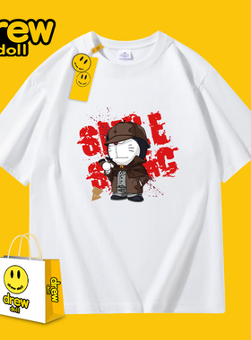 drew doll2025年新款福尔摩猫潮牌圆领短袖高街男女同款t恤情侣