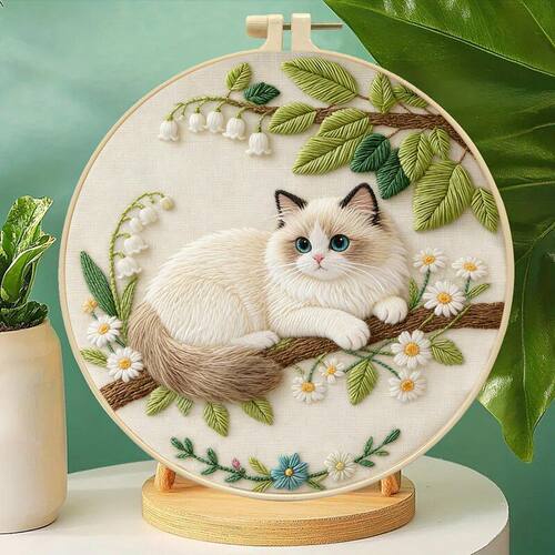 布偶猫刺绣材料包自己绣手工DIY