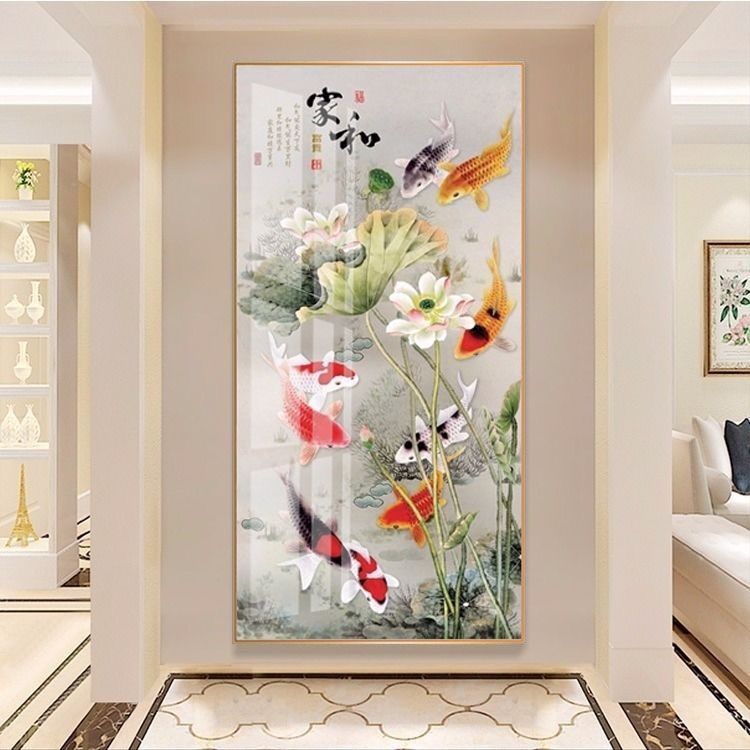 新中式入户玄关装饰画招财风水墙现代装饰画