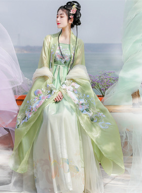 唐制汉服女诃子裙大袖衫重工刺绣广袖流仙齐胸裙春夏正品原创批发