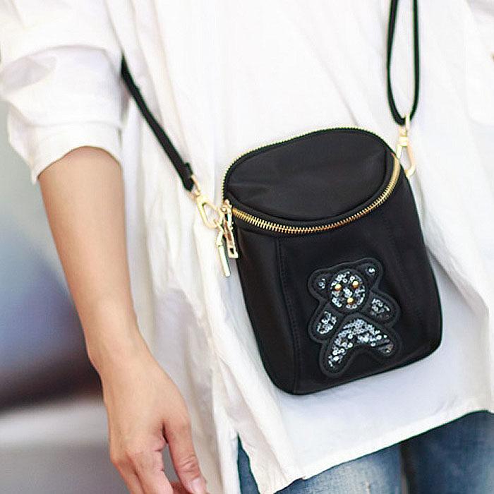 2020 new pattern leisure time Skew packet Mini Pack Little Bear Sequins Mobile phone bag Oxford fabric bag Waterproof nylon bagin the Leather/Lady bags/Men's bag, Ms. bags  category - from Buy2taobao.com to provide professional Taobao agent buy service
