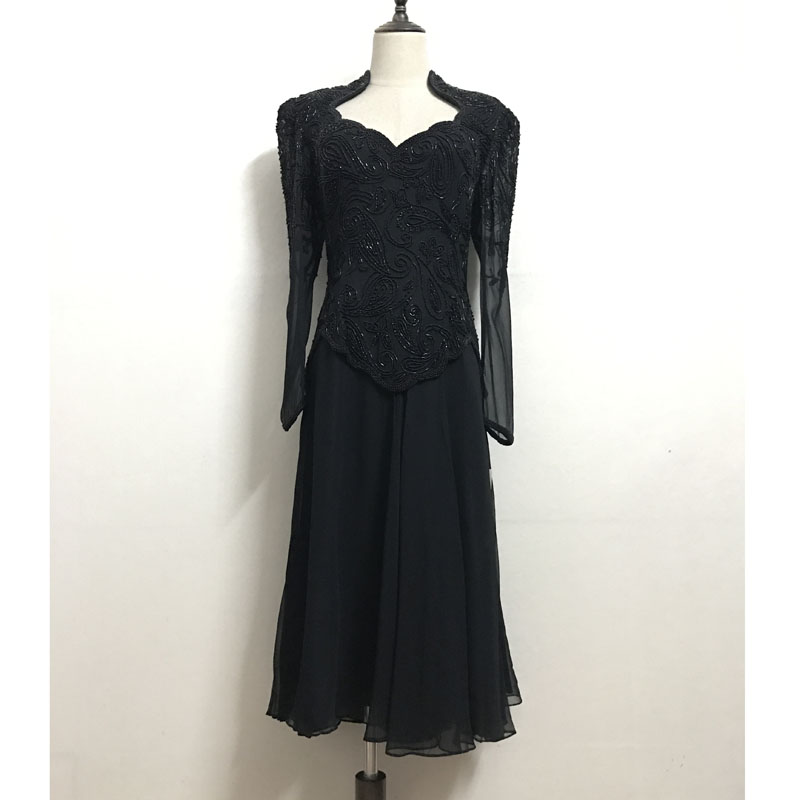 孤品复古重工手工钉珠优雅修身vintage宴会连衣裙小礼服晚装日常