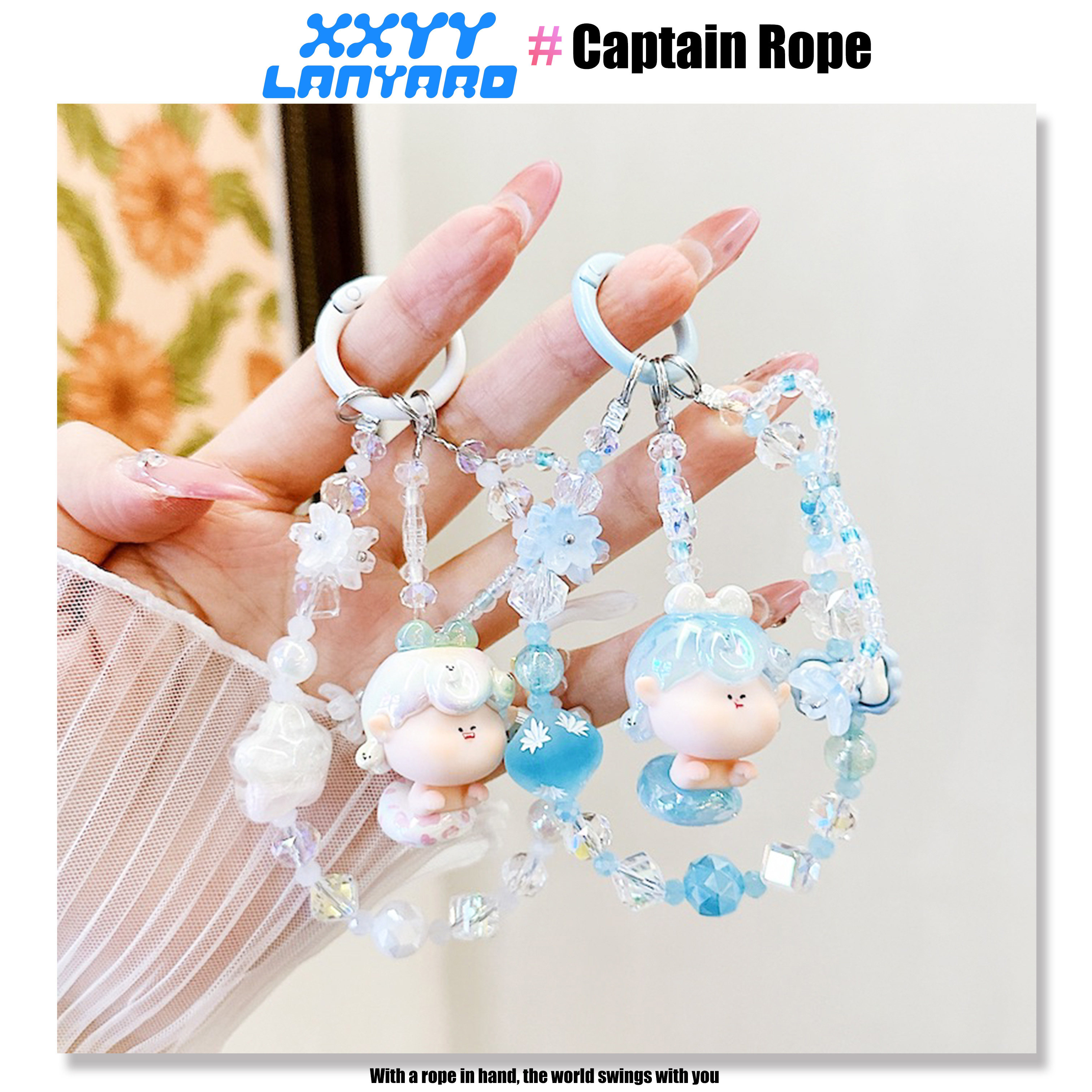 时尚超萌蓝白莉莉丝手链百搭手机挂绳挂链耳机包包挂件旅游手链