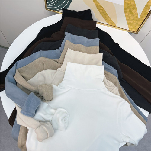 长袖韩版磨毛绒堆堆领棉磨毛女