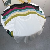 莱赛尔天丝棉面膜上衣 简约t恤女 夏款 轻薄凉爽宽松显瘦圆领短袖