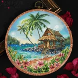 凉风 Набор ниток DMC для вышивки крестом для гостиной, новая подвесная картина, декоративная живопись F560, тропический пейзаж, 16 принтов