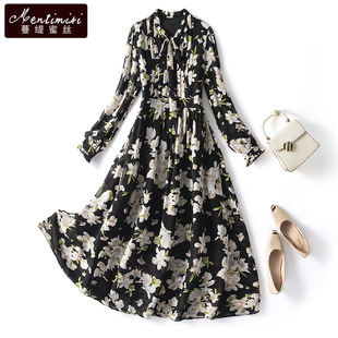 胖妹妹时尚 大码 新款 雪纺连衣裙2026年春装 洋气减龄碎花长裙子 女装
