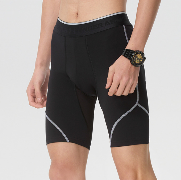 安德玛UA HeatGear 男子速干健身跑步训练运动紧身短裤-6015388