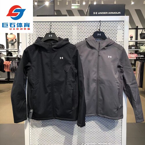 安德玛UA Shield 女子秋冬防水薄绒晶体保暖运动连帽外套-1371595