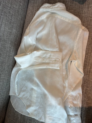 YEVA CHAO 全进口天丝亚麻贝壳扣宽松白色衬衫