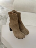 战靴 YEVACHAO 秋冬必入 复古鹿皮Tabi美拉德粗跟分脚趾靴子