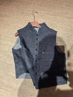 YEVACHAO“复古正当时”全进口麻棉工装风牛仔马甲短外套