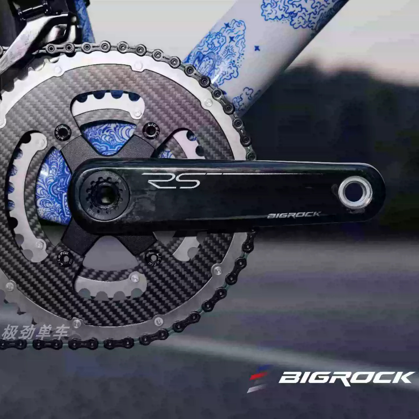 BIGROCK大石 公路自行车 高强度超轻钛合金轴心 RS碳纤维曲柄二代