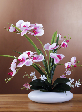 高品质PU手感蝴蝶兰仿真花客厅茶几电视柜假花轻奢装饰摆设摆件