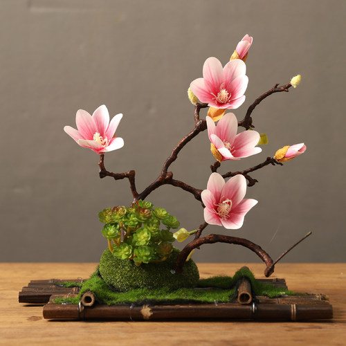 创意插花玉兰仿真花艺摆件摆放