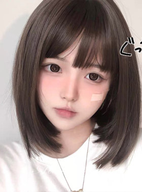 假发女短发BOBO头日常圆脸元气少女短直发甜美可爱气质自然全头套