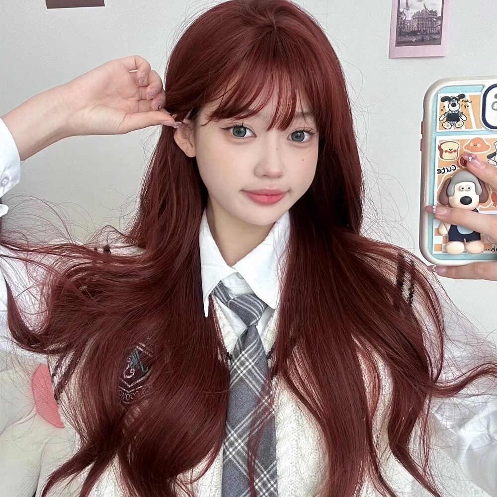 假发女长发人鱼红时尚显白长卷发大波浪自然仿真发假发全头套推荐