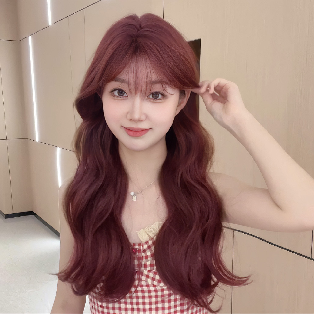 假发女长发长卷发Lolita人鱼玫瑰红色新款大波浪卷发jk假发全头套