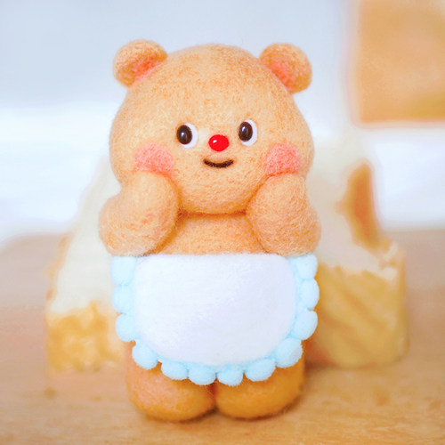 数绵羊羊毛毡戳戳乐diy手工材料包 黄油小熊情侣礼物玩偶挂件摆件