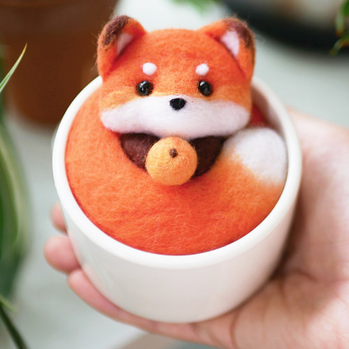 数绵羊羊毛毡戳戳乐diy手工 小狐狸材料包送玩偶摆件情侣闺蜜礼物