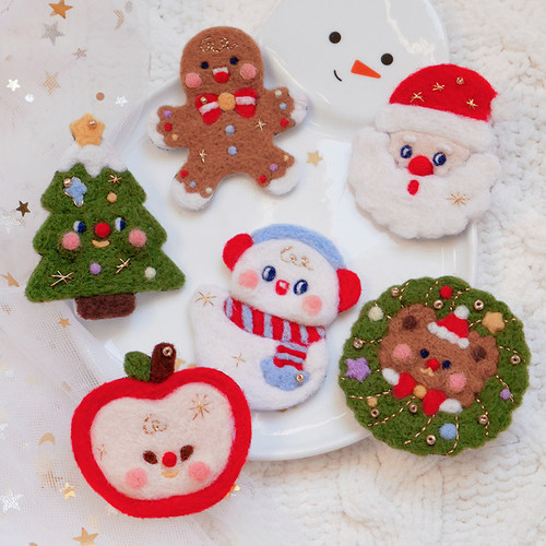 数绵羊羊毛毡戳戳乐diy手工材料包 圣诞节礼物套装送女友闺蜜胸针