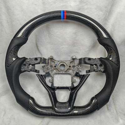 本田思域雅阁型格crv皓影改装锻造碳纤维方向盘平底运动LED真碳