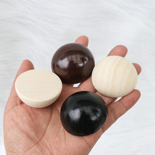 实木黑色棕色DIY半圆球半边木珠