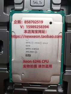 165W 3.3G 12核心 6246金牌CPU 有6244.6240 24.75MB Xeon Intel