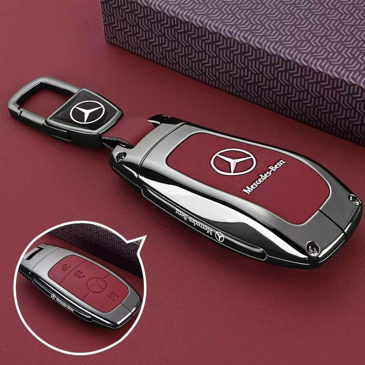 适用奔驰E级钥匙套E300新C级C200L GLC260男A/S级GLA/GLB车包扣壳