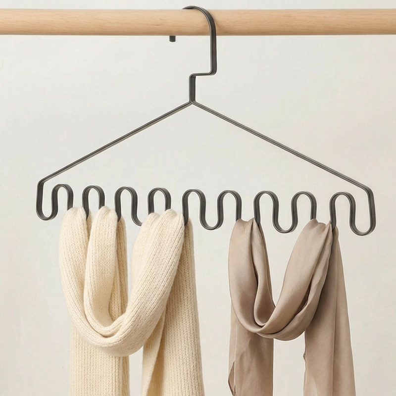 金属丝巾吊带衣架多挂钩衣架家用衣橱收纳神器波浪形领带围巾挂架,收纳整理,金属衣架,淘宝优惠券,粉丝福利购,淘宝优惠卷
