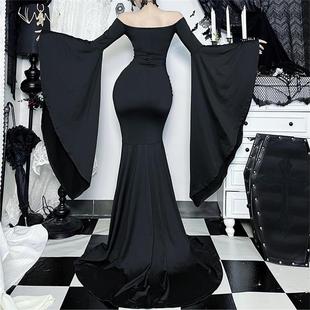 Dramatic Gothic一字肩连衣裙哥特宴会派对Formal礼服Gown Sleeve