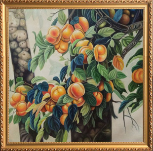 纯手绘定制油画欧式古典写实水果静物桃子装饰客厅沙发书房卧室