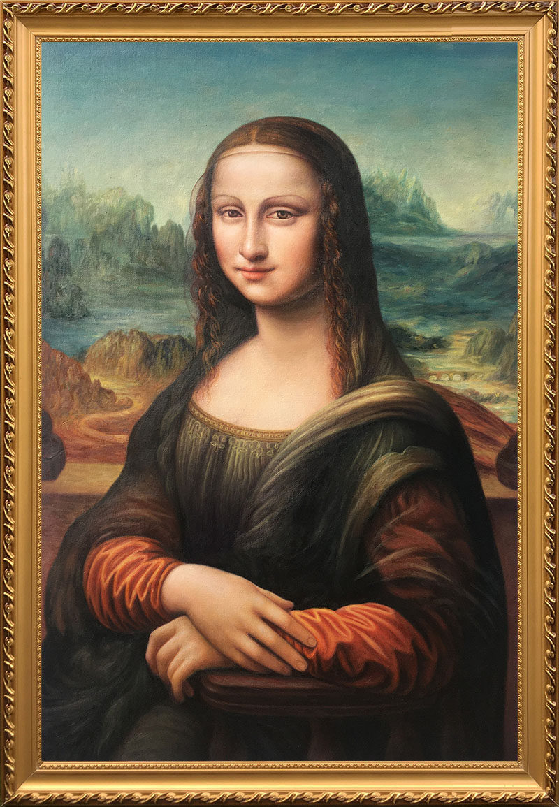 纯手工现货油画蒙娜丽莎画世界名画欧式酒店客厅人物肖像高档画
