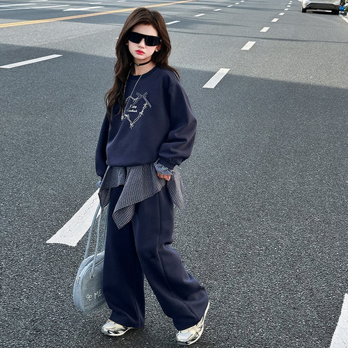 女童蝴蝶结休闲卫衣套装