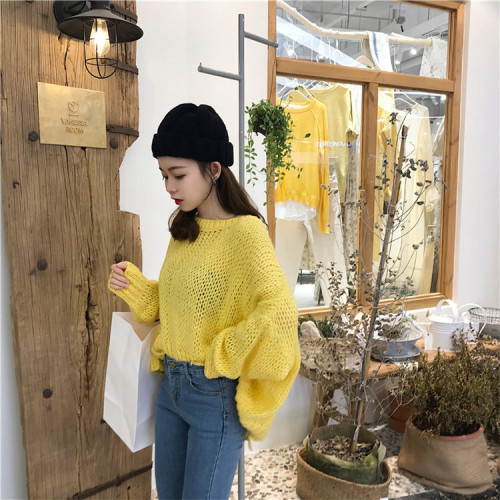 Quality Inspection ~Real Price Loose Four-colour Pure Sweater with Round Needle and Round Neck